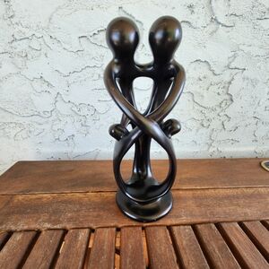 Black‎ Abstract Sculpture Stoneware Loving Family Africa Mother Father Children
